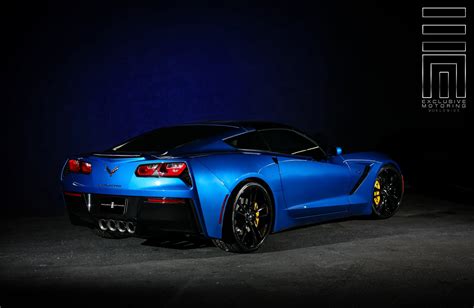 Electric Blue Corvette C7 On Black Rims By Exclusive Motoring — Carid