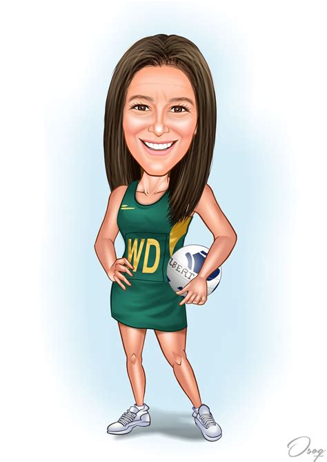 Volleyball Player Cartoon Portrait Female Football Player Tennis
