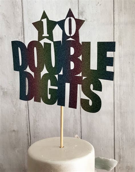 Double Digits Cake Topper Tenth Birthday Party Decoration 10 Etsy