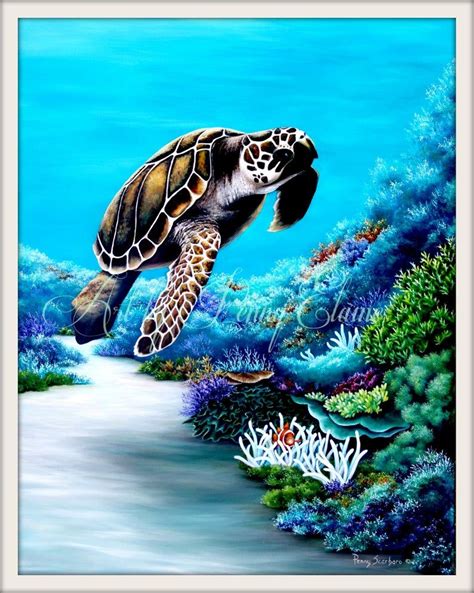 Limited Edition Print Loggerhead Sea Turtle Coral Reef Etsy Sea