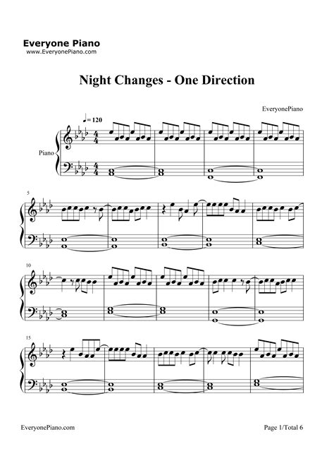 Night Changes One Direction Stave Preview