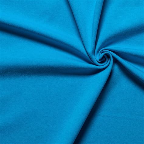 Solid Colour Cotton Jersey Turquoise Blue Knit Fabric With Stretch