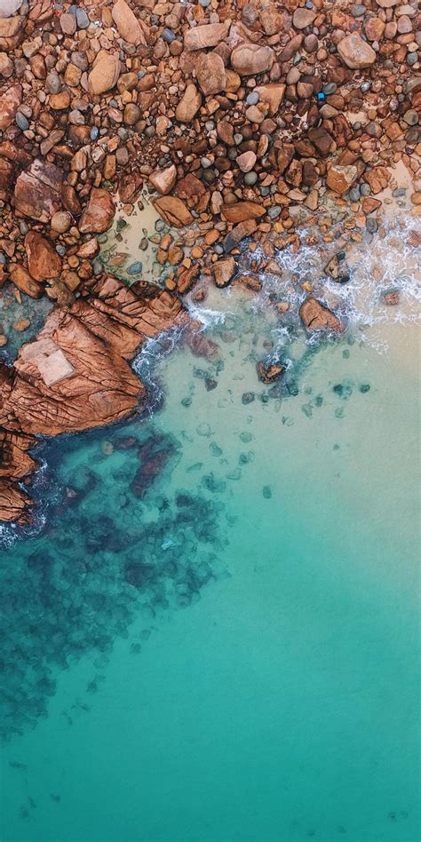 Download 1080x2160 Wallpaper Rocks Beach Aerial View Hong Kong