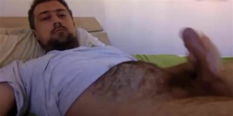 gorgeous hairy bear jerking off on bed free gay porn 2f xhamster