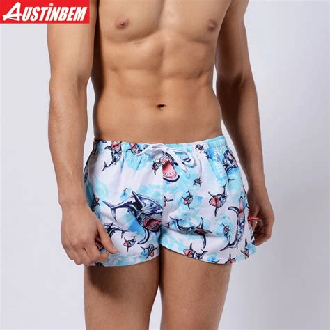 AUSTINBEM Shark Printed Beach Shorts Men Swimwear Sexy Sunga Masculina