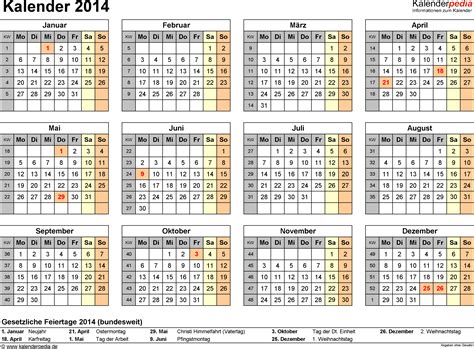 Kalender 2014 In Excel Zum Ausdrucken 16 Vorlagen
