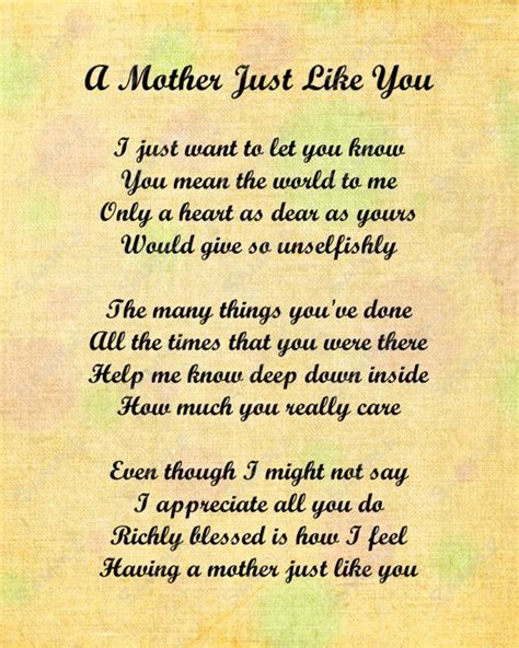 Mother Just Like You Love Poem For Mom X Print Etsy Grandma