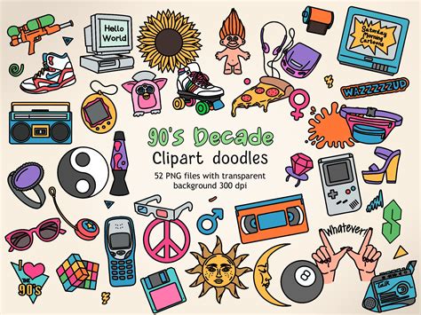 90's Doodle Clipart Nineties Decade PNG Nostalgic - Etsy UK