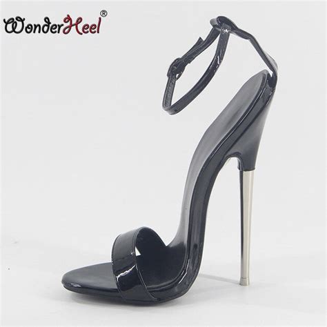 Wonderheel 2018 Summer Extreme High Heel 18cm Heel Black Patent Sexy