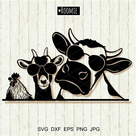 Farm Animals Clipart With Sunglasses Svg Cricut, Cow Goat Ro - Inspire