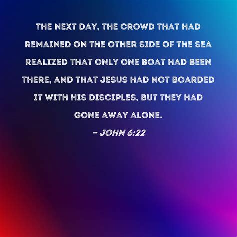 John 6:22 The next day, the crowd that had remained on the other side