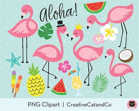 Baby Flamingo Clipart Clip Art Cute Tropical Baby Pink Flamings With