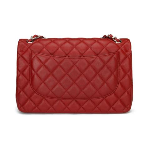 Chanel Double Flap Jumbo Bag Red Caviar With Silver Hardware 2010 At