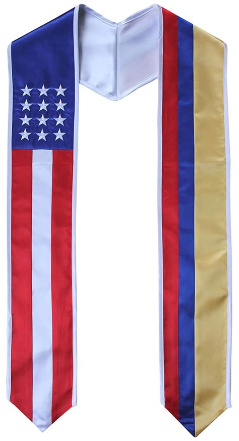 Colombia And Usa Graduation Stole Sash Embroidered Silk Flag Etsy