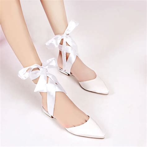 Creativesugar Pointed Toe Lady Satin Flats Evening Dress Shoes Ribbon