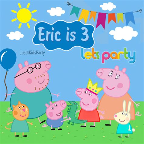 Peppa Pig Birthday Backdrop Custom Digital Peppa Pig Happy Etsy