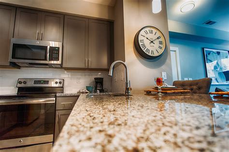 One bedroom apartment for rent at 526 stadium dr. Granite counters are one of the many upgrades at Sojourn ...