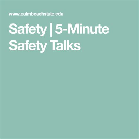 5 Minute Safety Talk Topics Coverletterpedia