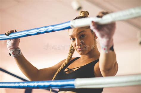 female boxer in the boxing ring stock image image of girl practice