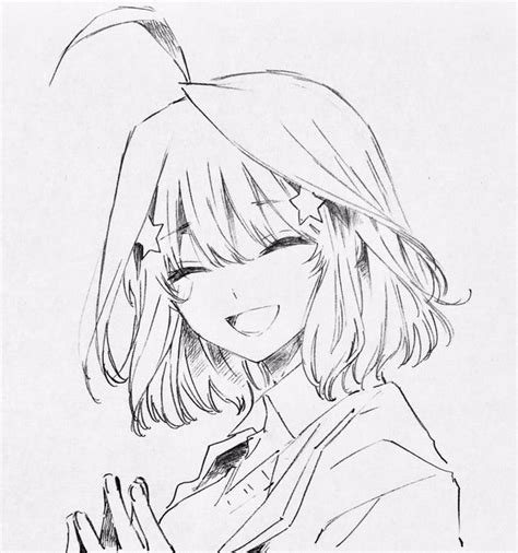 A Drawing Of A Girl With Her Hand On Her Chest And Eyes Closed Looking