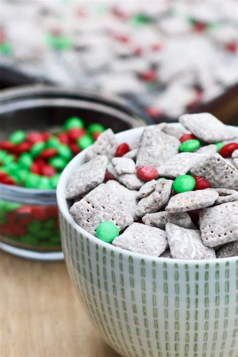 The powdered sugar looks like snow. Holiday Protein Muddy Buddies - Eating Bird Food