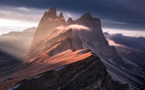 Nature Landscape Mist Sunrise Mountain Summit Cliff Summer Wallpapers HD Desktop And