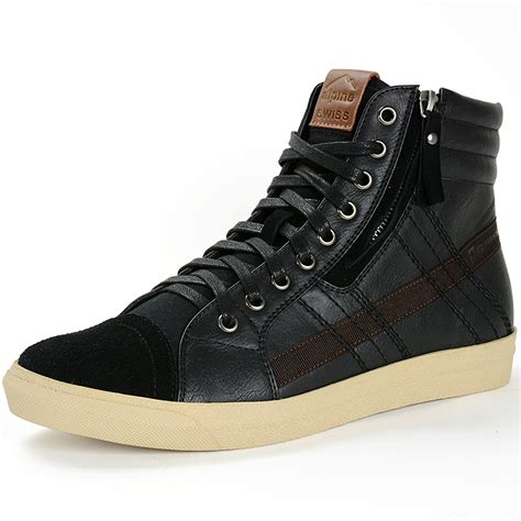 Alpine Swiss Reto Mens High Top Sneakers Lace Up And Zip Ankle Boots