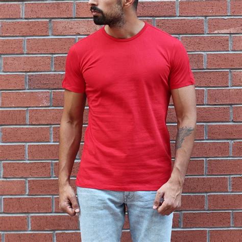 Buy Mens Round Neck Stylish Basic T Shirt Red At Martin Valen