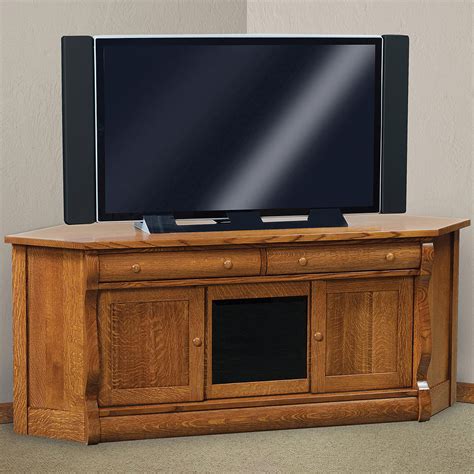 Our handcrafted amish entertainment centers are easily customizable! Amish Corner TV - Media Stand - Olde Sleigh Corner TV Cabinet