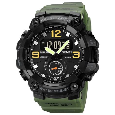 SKMEI 1965 Digital Sport Army Military Dual Time Water Proof Watch For