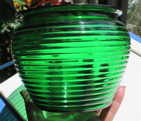 Vintage Emerald Green Ribbed National Potteries Glass Vase Etsy Emerald Green Glass Vase