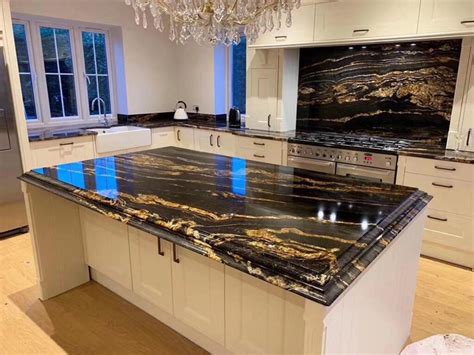 China Black Gold Marblegranite Countertop For Kitchen Cabinetstable