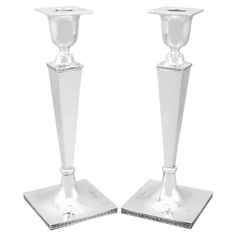 Pair Of Sterling Silver Georgian Style Candlesticks By Walker And Hall