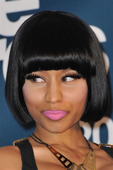 Nicki Minaj Straight Black Blunt Bangs Bob Hairstyle Steal Her Style
