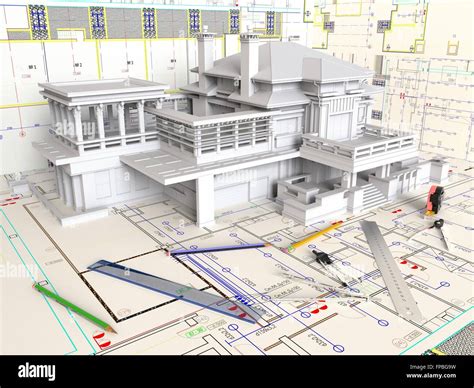 3d Rendering House Layout And Architectural Drawings Stock Photo Alamy