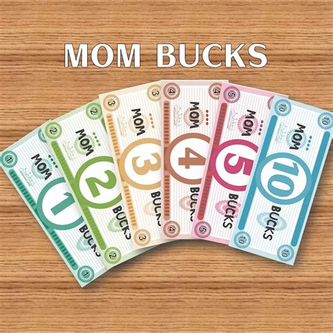 Mom Bucks Printable Chore Chart Money Reward System Kids Behavior