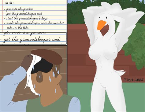 Rule 34 Anatid Anseriform Anserinae Anthro Avian Bird Bodily Fluids Breasts Duo Embarrassed