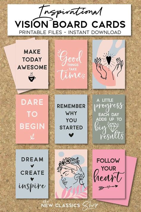 Positive Affirmations Cards Vision Board Positive Quotes Etsy In 2021