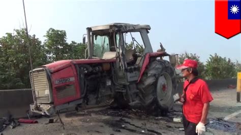 Farm Tractor Causes Highway Accident Crash Farmer Breaks Law By