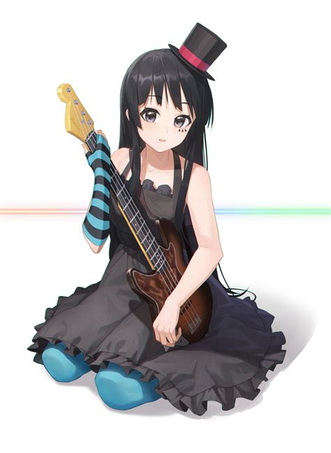 Safebooru 1girl Absurdres Akiyama Mio Bangs Bass Guitar Black Dress