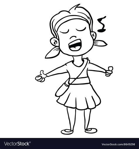 Black And White Girl Sing Royalty Free Vector Image