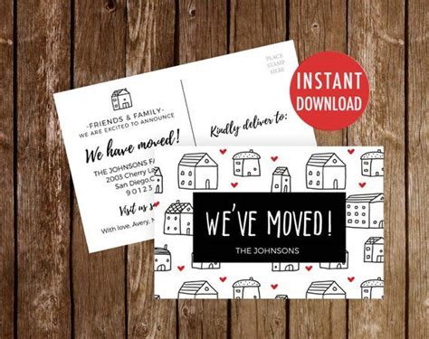 Weve Moved Postcards Template Moving Announcement We Etsy Weve