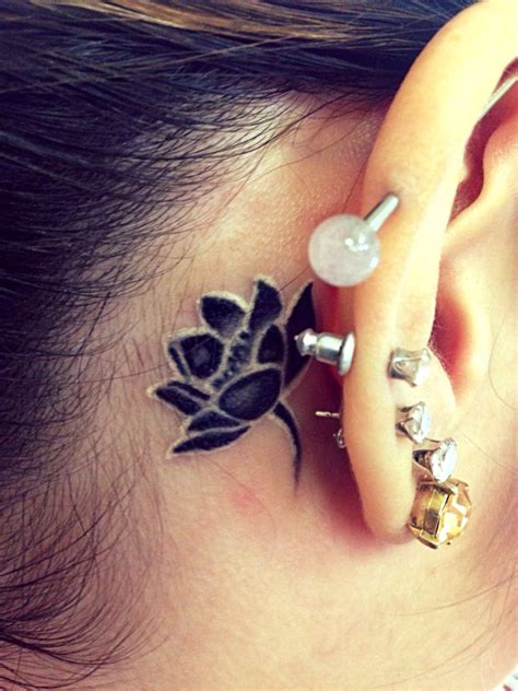 Behind The Ear Lotus Tattoo Lotus Tattoo Tattoos Behind Ear Tattoo