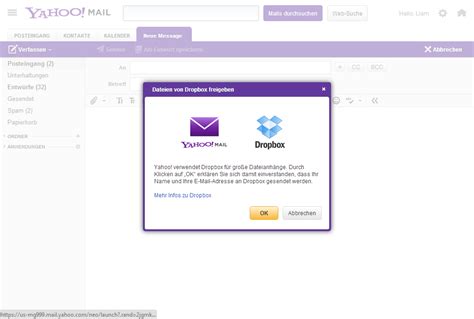 Website oder menüs sind langsam oder funktionieren gar nicht. Yahoo! Mail integriert Dropbox, Yahoo! Deutschland ...