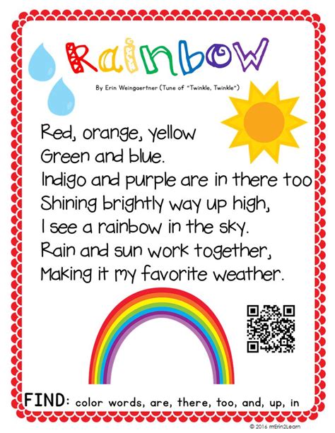 Best 25 Rainbow Poem Ideas On Pinterest Rainbow Writing Welcome