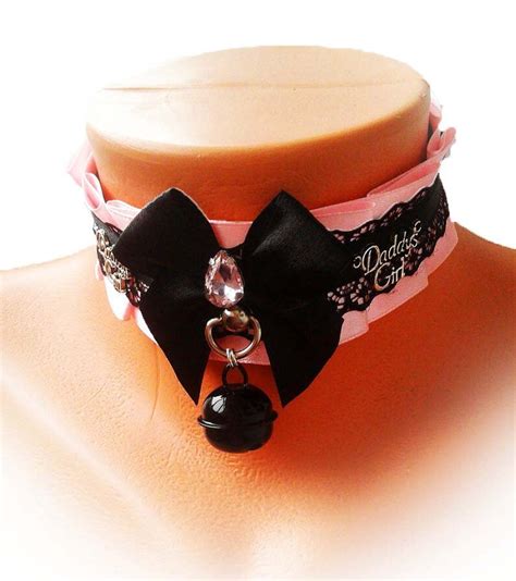 Pink And Black Daddys Girl Submissive Collar Kitten Play Etsy