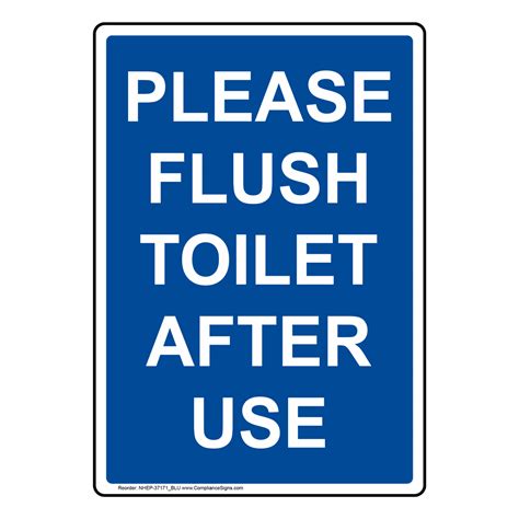 Vertical Sign Restroom Etiquette Please Flush Toilet After Use