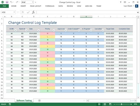 Change Control Log Ms Excelword Software Testing Template