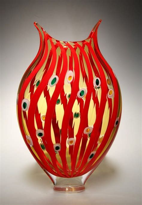 Red And Amber Foglio By David Patchen Elegant Foglio Series Work Using Cane And Murrini