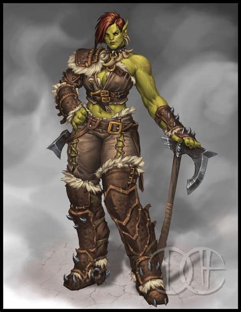 Half Orc Fighter By Trollfeetwalker On Deviantart Female Orc Half